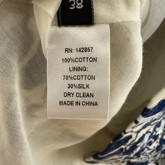 ELLE SASSON Sleeveless Cotton Party Dress A-line Abstract Blue Design Size 6 - Picture 10 of 10